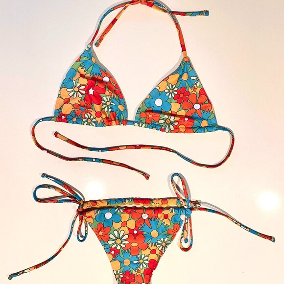 SOLY HUX Women's Floral Print 2 Piece Swimsuits Bikini Set Halter - Picture 4 of 11